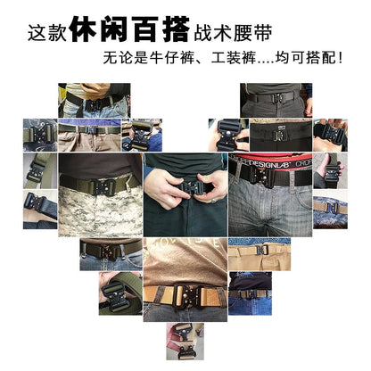 1 piece tactical belt for men; outdoor sports and leisure quick release buckle belt; hot sale
