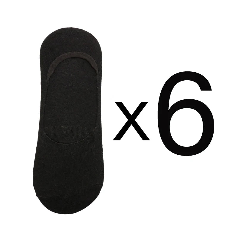 6 Pairs/Lot Men's Bamboo Breathable Invisible Socks Low Cut Casual Cotton Boat Non-Slip No Show High Quality Sock