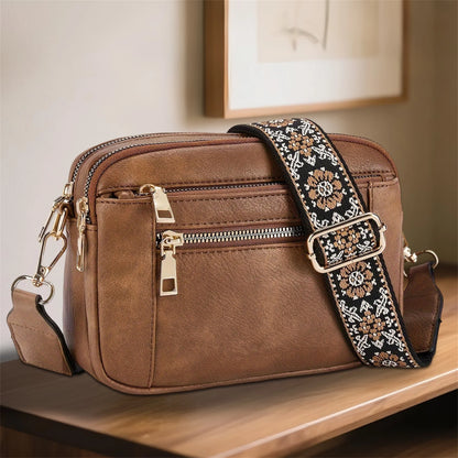 casual Shoulder Bags Women Zipper Stylish PU Texture black white brown Crossbody Bag for women 2025