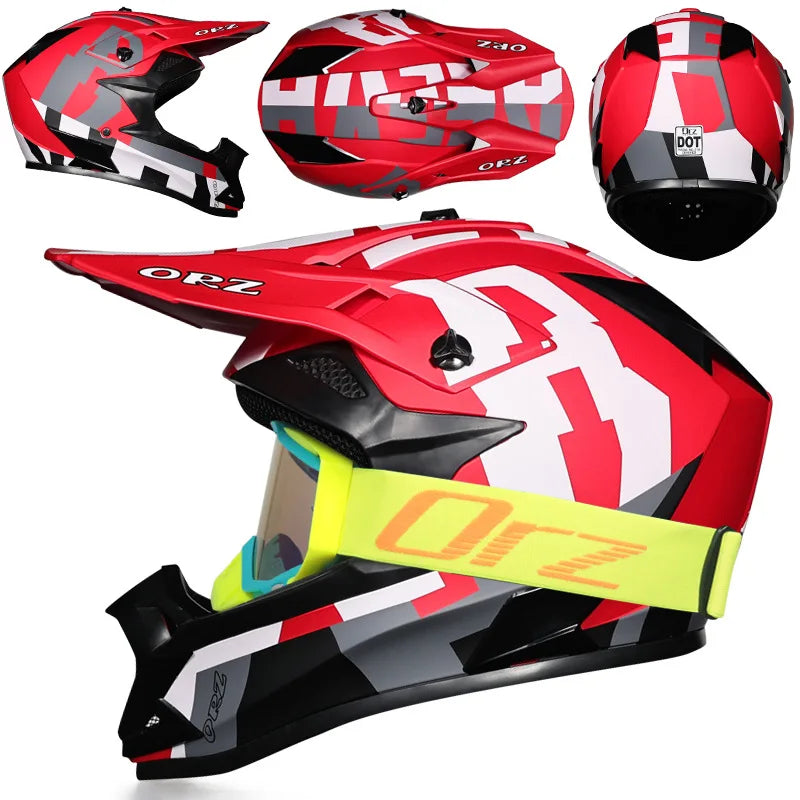DOT Approved Off Road Helmet with Goggles Motocross Helmet Dirt Bike ATV Motorcycle Helmet Moped Dirtbike Racing Dirtbike Helmet