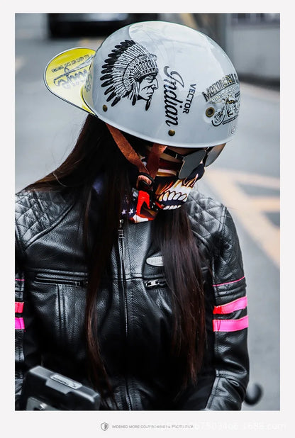 Retro Bucket Half Helmet for Men & Women - Motorcycle & Electric Bike Safety Helmet