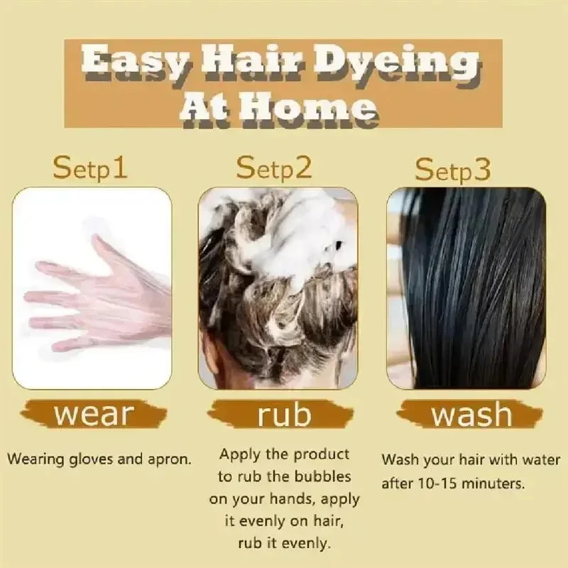 Natural Herbal Hair Dye Shampoo 3 in 1 Hair Color Shampoo Non-irritating Lasting Repair Nourish Gray White Hair Care Women Men