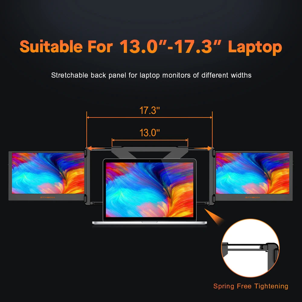 GTMEDIA 11.6Inch Portable Monitor 1920*1080 IPS FHD Triple Dual Extender Screen Full View Fold Display For 13.0-17.3Inch Laptops