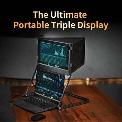 Sibolan 15.6 inch Three Screen Portable Monitor 60Hz 1080P 100% sRGB Metal Body HDMI USB-C Plug External Display For Win mac OS