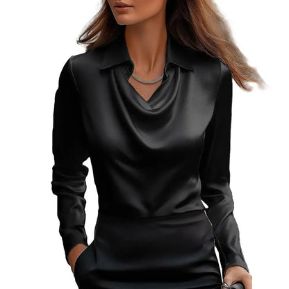 Satin Women Shirt Vintage Long Sleeve Blouse Women Silk Elegant Womens Tops Commuting Luxury White Shirt Autumn Female Clothing