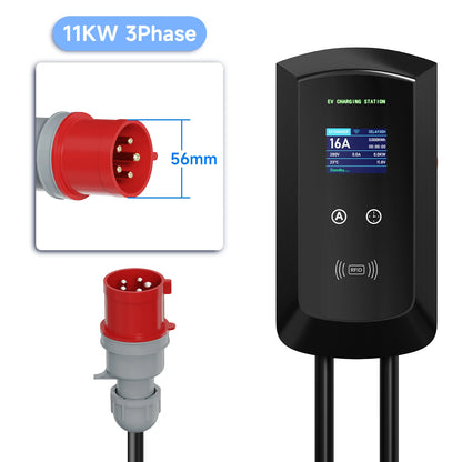 Puppyfc 7.6KW/11KW/22KW 3Phase EV Charging Station GBT 20234 Electric Car Charger EVSE Wallbox WiFi Bluetooth APP Remote Control