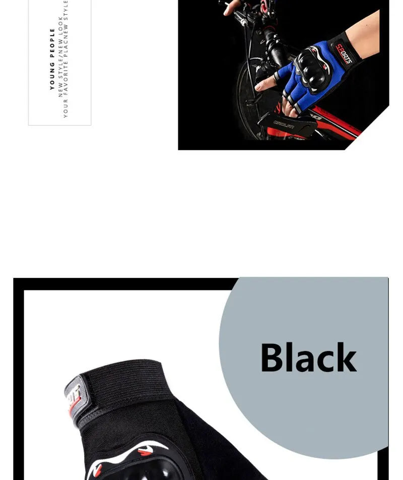 Men Half Finger Gloves Slip Rresistant Wear-resistant Racing Off-road Shatterproof Breathable Motorcycle Bicycle Tactical Glove