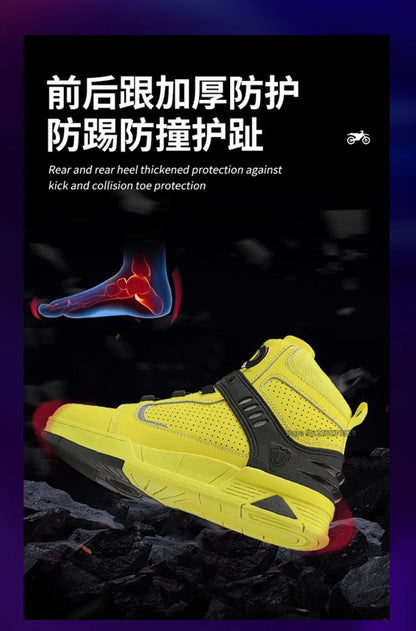Leather Motorcycle Men's Genuine Moto Protective Ankle Short Boots Motocross Breathable Anti Drop Riding Travel Racing Shoes