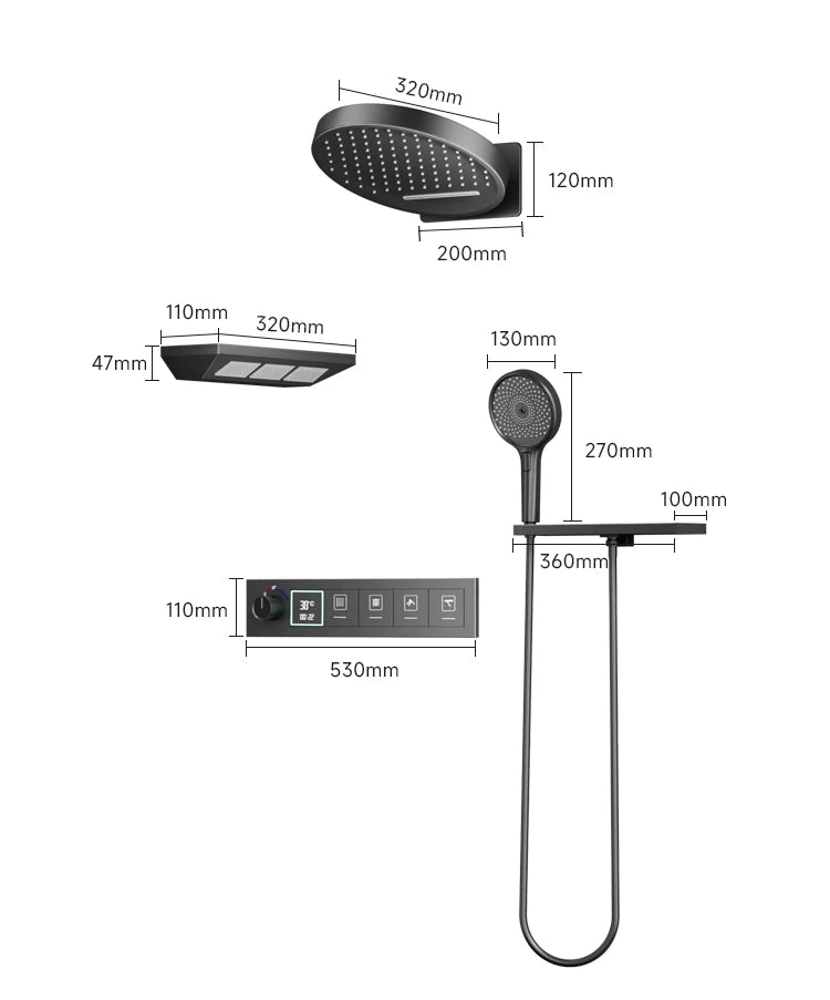 Shower System Set 2025 in Wall Mount With Thermostatic Multi-Function Mixer Rainfall For Showering Luxury Bathroom Smart Home