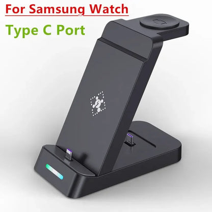 3 in 1 Wireless Charger Stand Fast Charging Station - for iPhone 17-12/X Apple Watch AirPods Samsung Galaxy S25/S23/S22 Charger