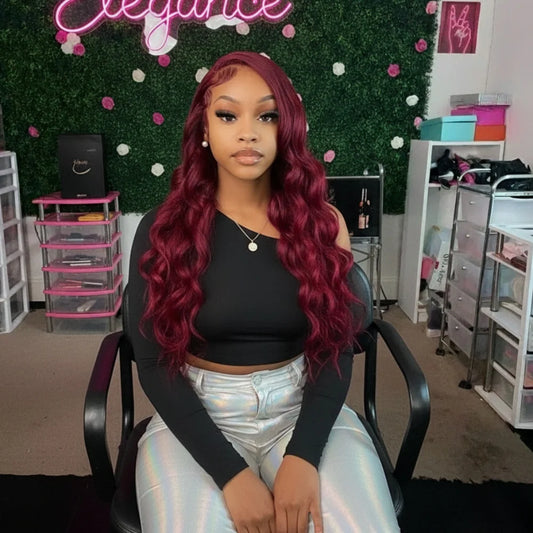 Body Wave Burgundy 99J Red Colored Human Hair Wigs 13x6 HD Lace Frontal Wig 99J Red 13x4 HD Lace Front Wig 100% Human Hair Wigs