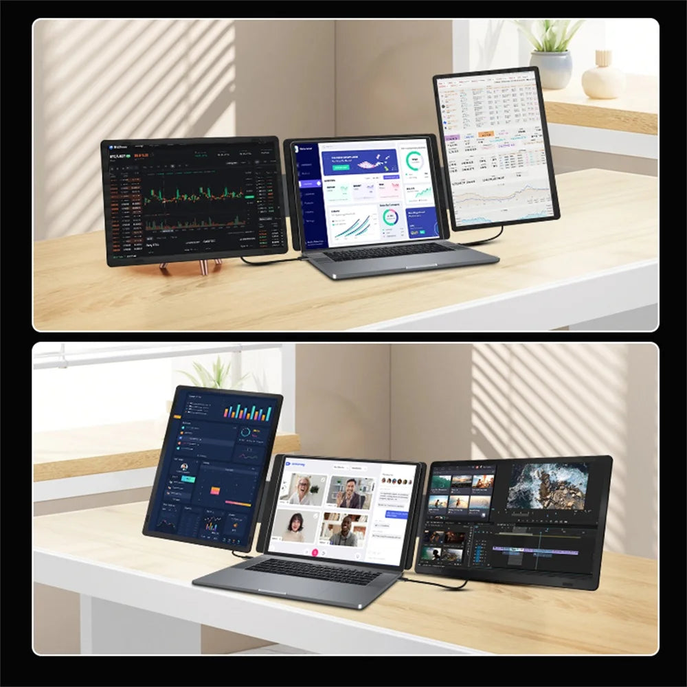 Rospider 14 to 16 Inch Dual Screen Extender Display FHD IPS Triple Expandable Monitor High Definition for Laptop Productivity