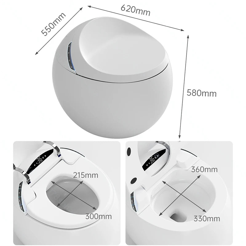 D132 Smart Toilet Bidet with Auto Flush Heated Seat Warm Water Sprayer Deodorizer Air Dryer Remote Control Intelligent LED Displ