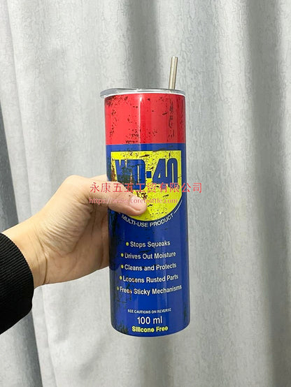 20Oz WD40 Mechanic Oil Stainless Steel Vacuum Double Wall Insulated Tumbler with Lid Cold Hot Drink Coffee Mug Engineer Gifts