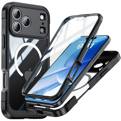 360° Fully Protected Double-sided Transparent Magnetic Case For iPhone 17 Pro Max&Air For MagSafe Wireless Charging Back Cover