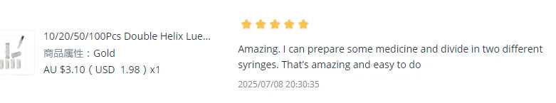 10/20/50/100Pcs Double Helix Luer Syringe Connector Sterile Transparent Pneumatic Parts PP Material Leak Proof Drug Guide Device