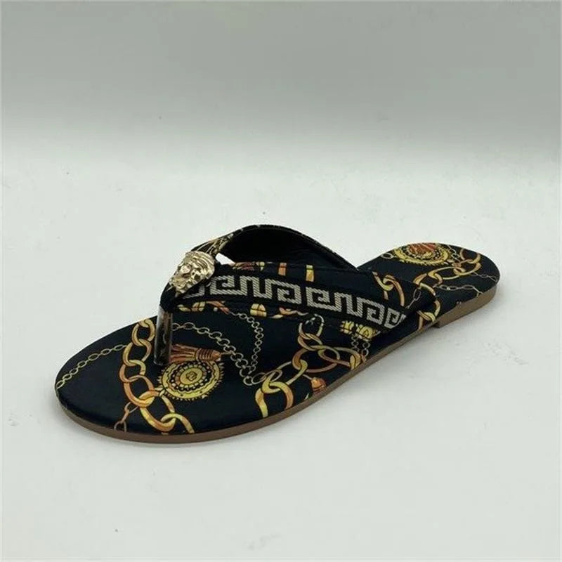 Sexy Flip-Flops Women's Slippers New  Fashion Printing Flat Flip-Flops Outdoor Slipper Flat Slippers Women  Large Size  Sandals