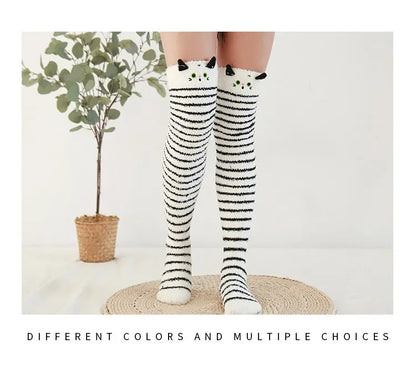 Snug Fleece Over Knee Socks Plush Cozy Winter Fall Sweet Long Female Hosiery Soft Fuzzy Leg Covers Floor Wear2024 New Bulk Deal