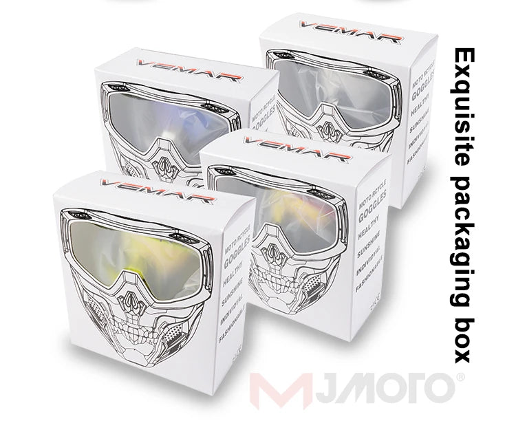 VEMAR Detachable Motorcycle Helmet Goggles Cycling Glasses Man Windproof Dust-proof Motocross Face Mask Goggles Glasses Block UV