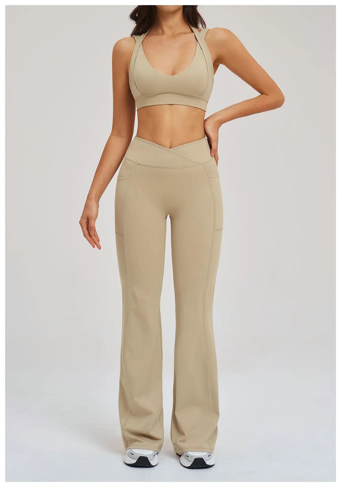 2 Piece Yoga Clothes Women's Sexy Wear Sexy Sport Bra High Waist Flared Pant Fitness Suit Gym Workout Jogging Sports Yoga Set