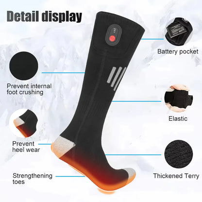 65℃ Heated Socks Winter Warm Heating Socks With Battery Case Snowmobile Electric Heated Skiing Sock Controllable Buttons outdoor