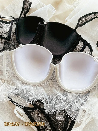 Women Lace Push Up Bra Wireless Thin Cotton Underwire Shaping Bras Anti Sagging Bralette 2 Piece Panty Set Sexy Lingerie S-XL