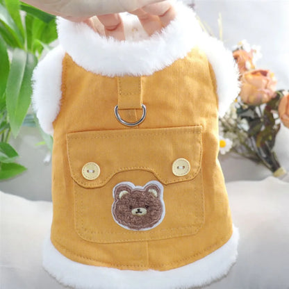 Creative Soft Bear Pattern Dog Clothes Comfortable Stylish Pet Cotton Coat Polyester Thick Pet Warm Vests Pomeranian