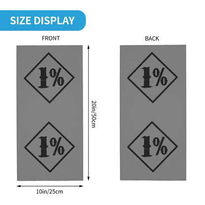 One Percenter 1% Bandana Neck Gaiter Printed Motorcycle Club Biker Mask Scarf Multifunctional Headwear Hiking for Men Women