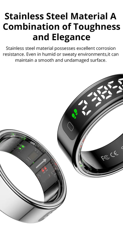 2026 COLMI R12 Smart Ring with Display Screen and Touch, Wireless Charging, Health Manager, 5 ATM Waterproof For Men Women