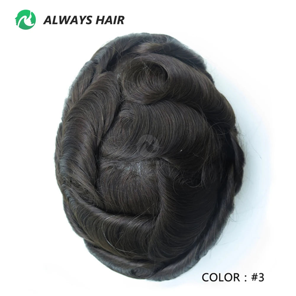 I SKIN Men's Capillary Prothesis 0.12-0.14mm Indian Human Hair 130% Hair Density Men Toupee 6x8 6x9 7x9 7x10 8x10 Size Wig Man