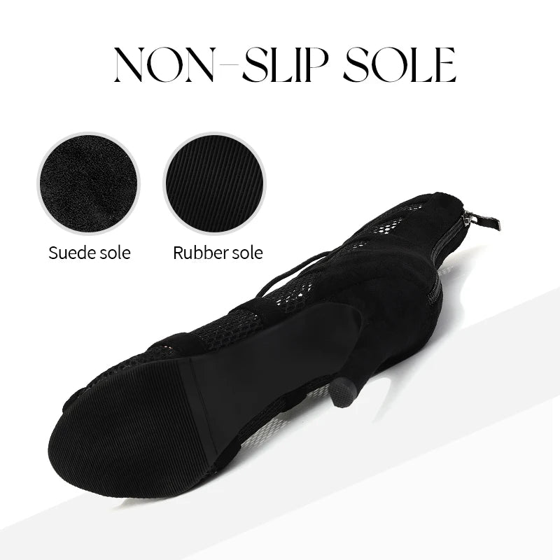 DKZSYIM Dance Boots Latin Women Ballroom Dance Shoes Ladies Girls Soft Soles Tango/Salsa Dance Shoes Sexy Thin Heel 7cm-11cm