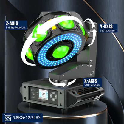 160W LED Moving Head Light Beam RGBW 360°Rotation Stage Effect Lighting Projector DMX512 Sound Control for Disco Party Concert