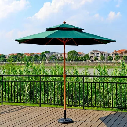 Luxury Custom Wooden Patio Umbrella Aluminum Frame Backyard Garden Sunshade for Outdoor Beach Hotel & Park Use