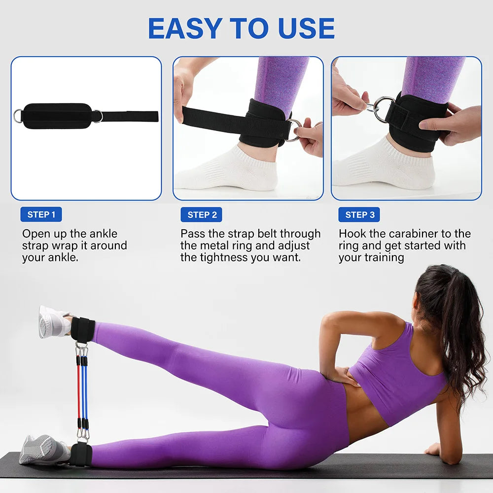 TPE Resistance Bands Ankle Straps Fitness Set D-Ring Support Ankle Cuffs Yoga Gym Equipment Guard Leg Strength Safety Extensions