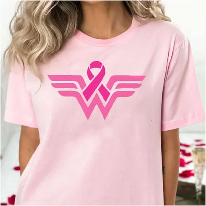 Cancer Ribbon Wonder lady T-Shirt Cancer Awareness Shirt Cancer Survivor Warrior print shirts aesthetic clothes cotton tee tops