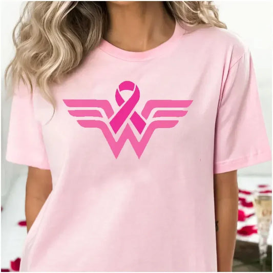 Cancer Ribbon Wonder lady T-Shirt Cancer Awareness Shirt Cancer Survivor Warrior print shirts aesthetic clothes cotton tee tops