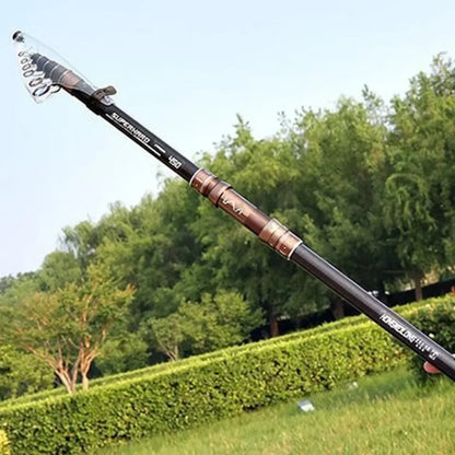 2.1-4.5M Telescopic Fishing Rod Carbon Spinning Fishing Pole Boat Saltwater Freshwater Beach Rock Surfcasting Baitcasting Rod