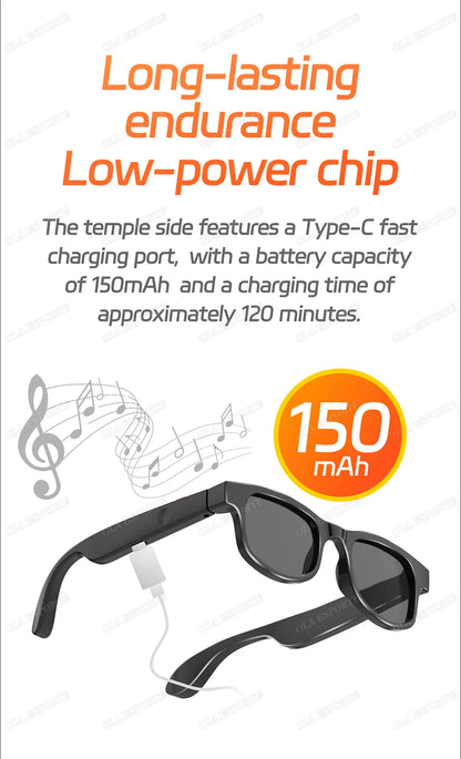 AI Smart Glasses Anti Blue Light Bluetooth 5.3 Wireless Call Music Playback Voice Assistant Amart Glasses Waterproof Sunglasses