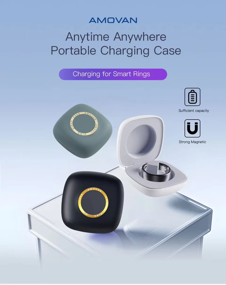 Amovan Nova Smart Ring Premium Quality AI Analysis GPS Sports Mode Heart Rate Blood Oxygen Stress Sleep Temperature Monitor