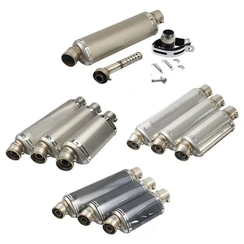 Stainless Steel 51mm Universal Motorcycle Exhaust Muffler Escape 310 370 440 mm Pipe 100cc-1000cc ATV GP Scooter For fz6 pcx125