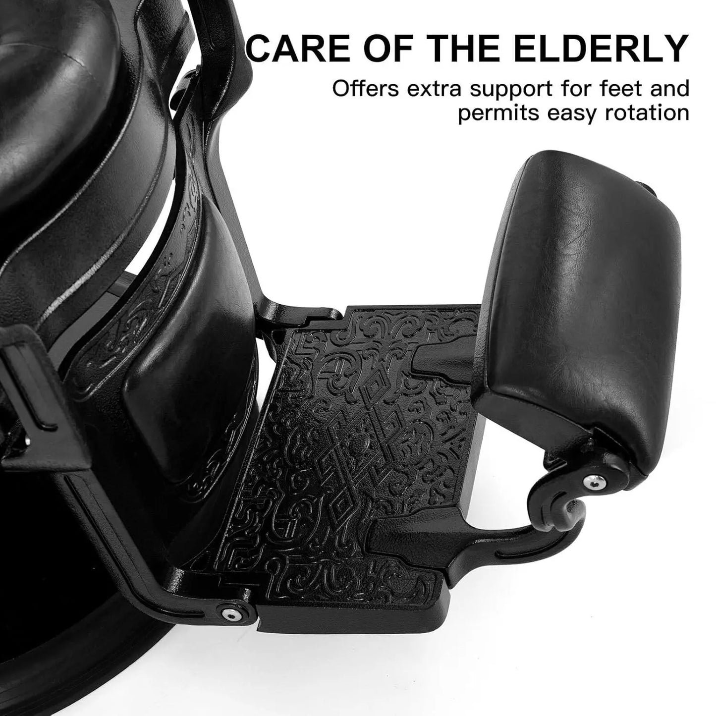 Retro Heavy Duty Hydraulic Recline Barber Chair Rounded Cushion Salon Spa Styling Equipment Black Customized