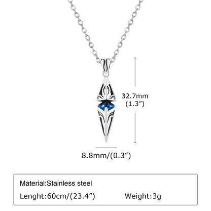 Stylish Blue Stone Man Necklaces Stainless Steel Jewelry Cube  Pendant Collar Birthday Party Dad Boyfriend Valentine Gifts