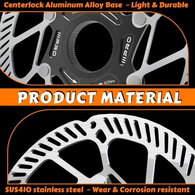 IIIPRO Bike Brake Floating Rotor 140/160/180/203mm Center Lock Brake Disc Ultralight High Strength abstract heat Disc Bike Part