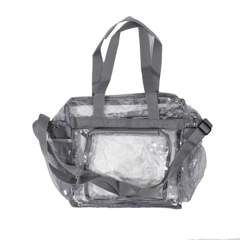 Portable PVC Transparent Shoulder Crossbody Bag Tote Satchel Handbag for Women Lady Large Capacity Clear Bag Shopping Handbag