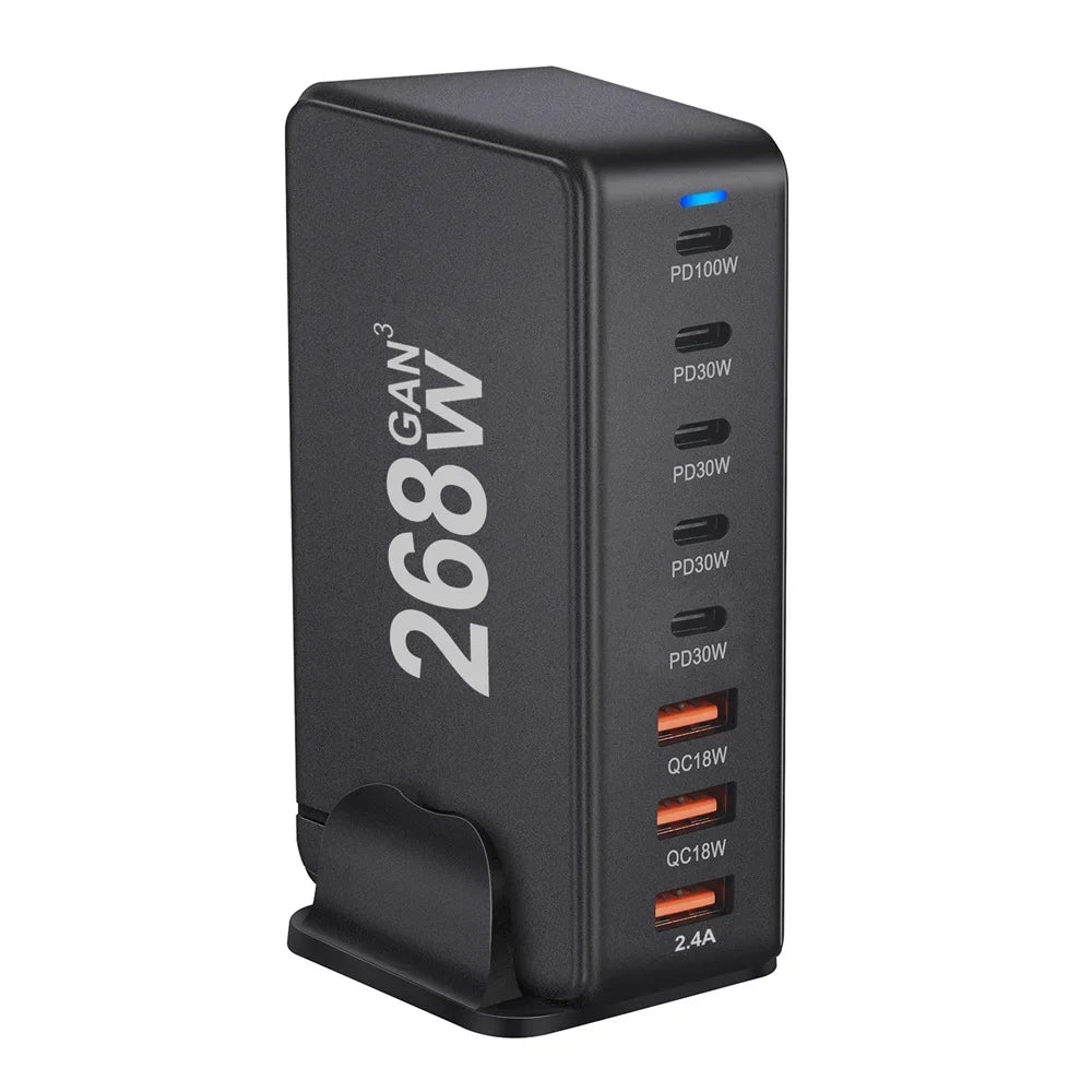 New 268W/240W GAN Gallium Nitride USB TypeC Multi-port Desktop Travel Charger With Power Adapter PD Charger Office Home Charger