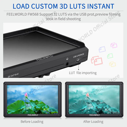 FEELWORLD FW568 V3 6 Inch 3D LUT DSLR Camera Field Monitor IPS Full HD1920 1080 Support HDMI Output With Tilt Arm for Gimbal Rig