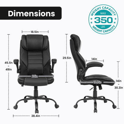 Ergonomic Executive Office Chair High Back Faux Leather Adjustable Headrest Lumbar Support Gas Lift Office Chair for Home Office