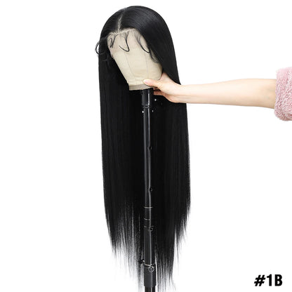 Highlight 13x6 Synthetic Lace Frontal Wigs For Women 40 Inch Long Silky Straight Lace Front Wigs High Quality American Afro Wigs