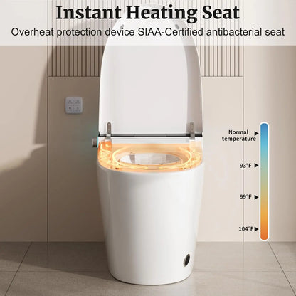 Smart Toilet Heated Seat Auto Flush & Soft-Close Lid Elongated One Piece Light