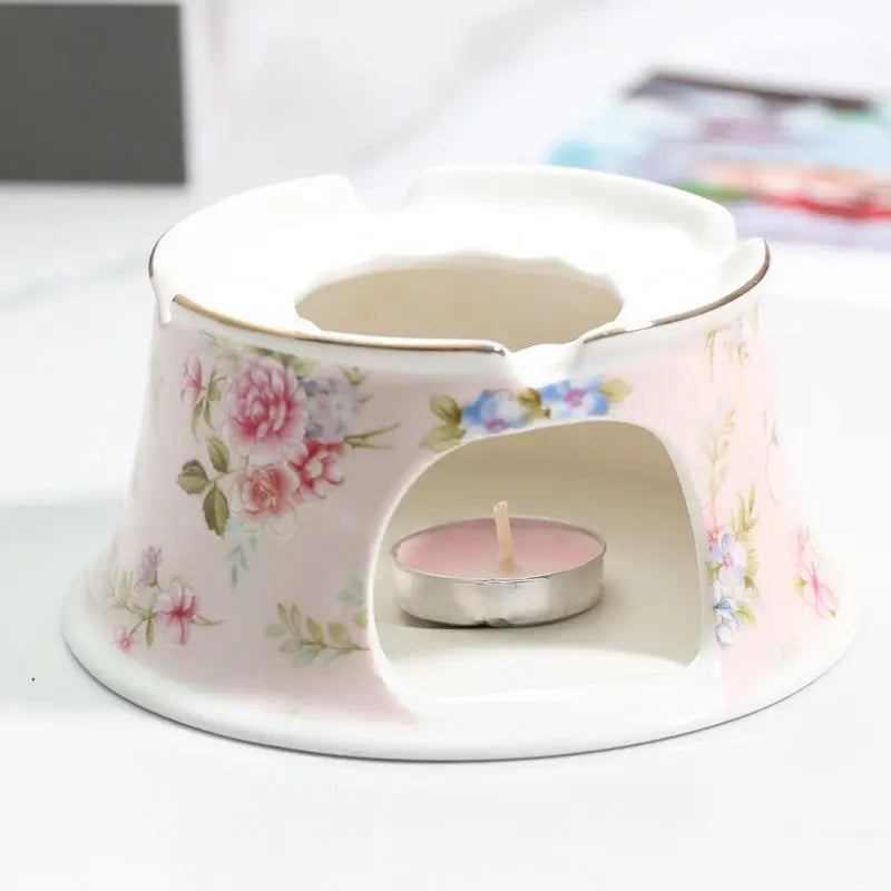 400ML English British Fine China Teapot Heating Base High-Grade Porcelain Tea Warmer Teapot Set Ceramic Holding Furnace